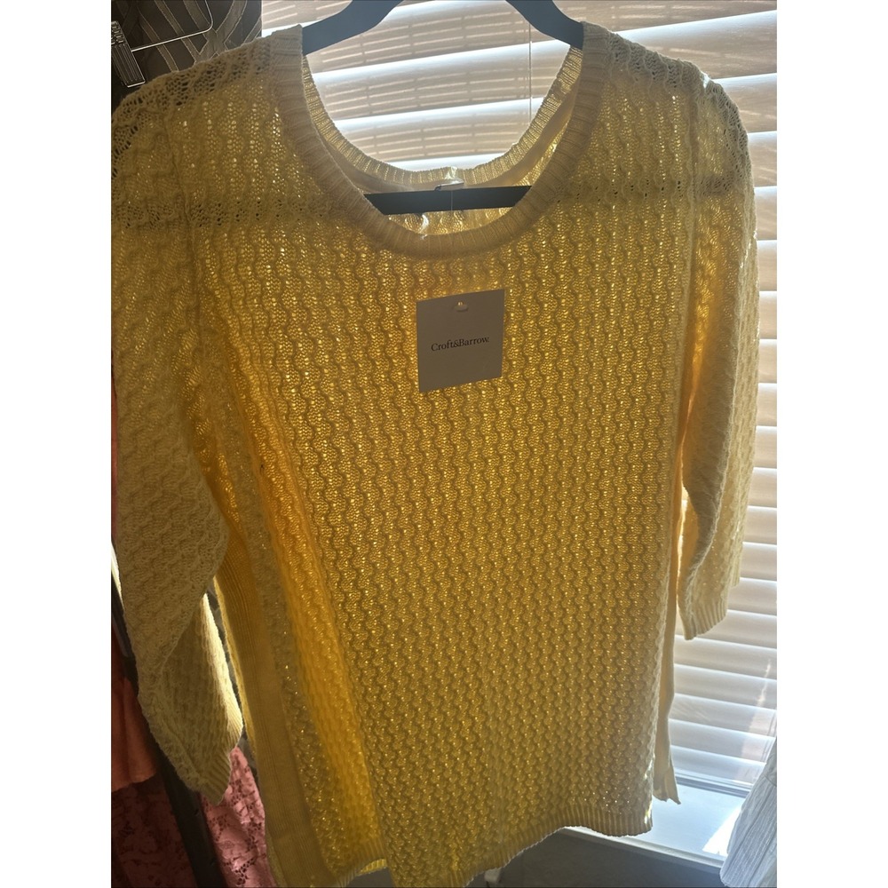 Croft & Barrow Women's 3/4 Sleeve Yellow Sweater Size 1X
